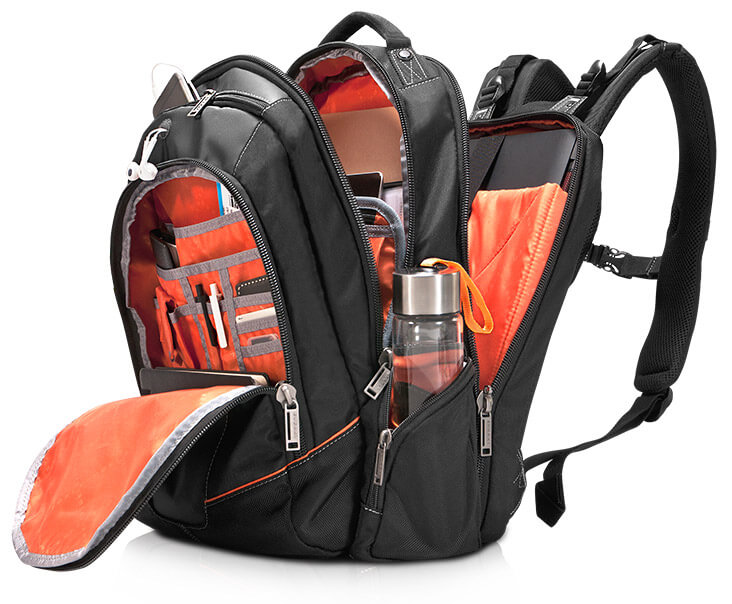 16 everki flight laptop backpack Business (EKP119) with Black Rain Cover - Men's Backpack with 16